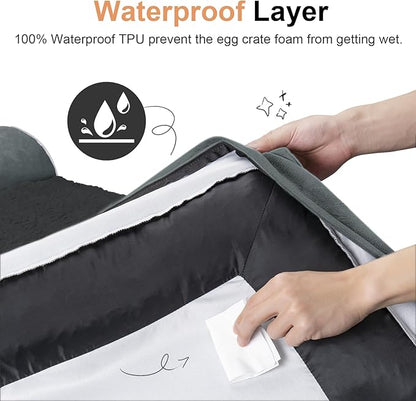 Small Dog Bed Orthopedic Washable: Beds Bolster Small Sized Dogs Bed Egg Crate Foam Couch Sofa Waterproof with Removable Cover - Dark Grey