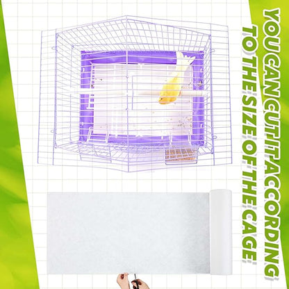 100 ft x 11 Inch Bird Cage Liner Disposable Cages Cushion Pad Mat Precut Absorbent Bird Cage Paper Large Parakeet Cage Liners Accessories for Pet Animal Bird Parrot (White)