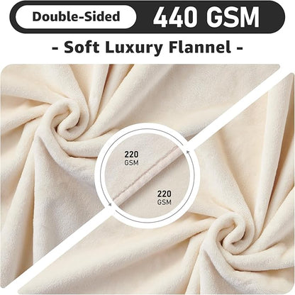 LOOBANI Waterproof Blanket for Bed: Reversible Soft Flannel Twin Bed Blanket 60" x 80", Leakproof Throw Spill-Proof Dog Pet Blanket for Couch, Sofa Protect, Movie Time, Camping, Travel, Beige