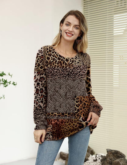 YESNO Women Christmas Sweater Graphic Printed Oversized Pullover Sweaters Casual Loose Knit Tops S01