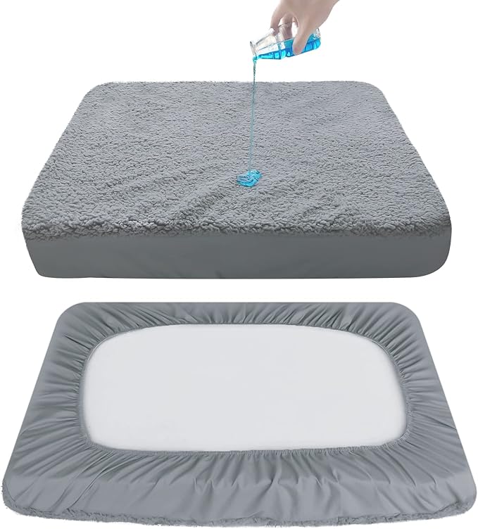 Dog Bed Covers 2 Pack Soft Plush Replacement Washable, Waterproof Pet Mattress Bed Liner Grey 54x44 Inches, for Dog/Cat, Cover Only