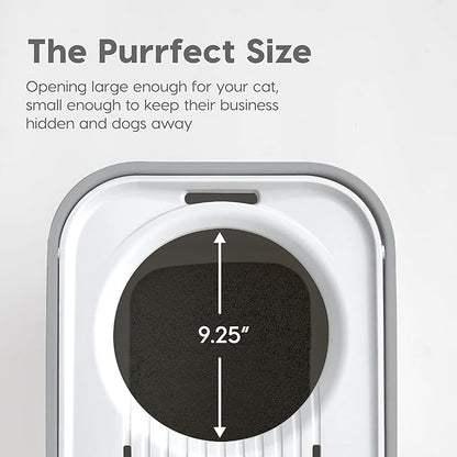 IRIS USA Cat Litter Box, Large Cat Box Enclosure, Top Entry with Litter Catching Lid, Enclosed, Gray/White