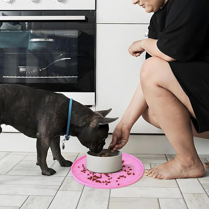 Dog Food Mat - Waterproof Cat Bowl Mat for Food and Water with Edges, Nonslip Dog Feeding Placement for Protecting Floors (2Pack Pink)