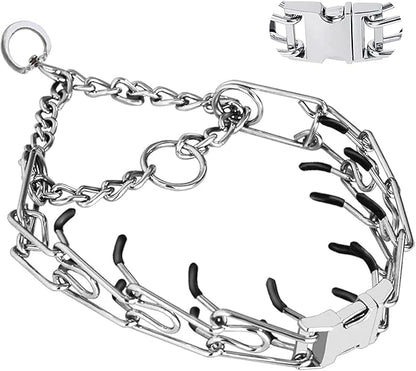 Prong Collar for Dogs, Adjustable Size Dog Training Collar Dog Pinch Collar with Quick Release Buckle for Small Medium Large Dogs(Packed with Two Extra Links)