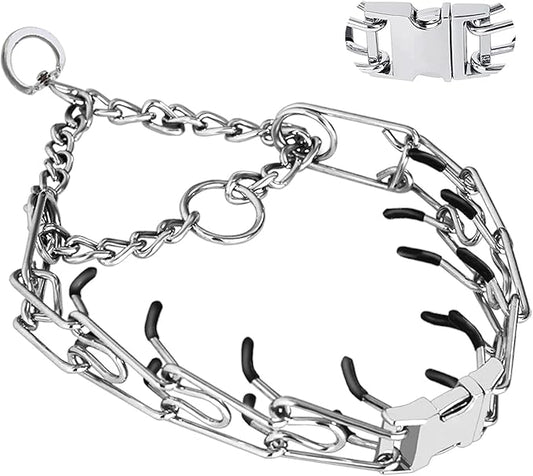 Prong Collar for Dogs, Adjustable Size Dog Training Collar Dog Pinch Collar with Quick Release Buckle for Small Medium Large Dogs(Packed with Two Extra Links)
