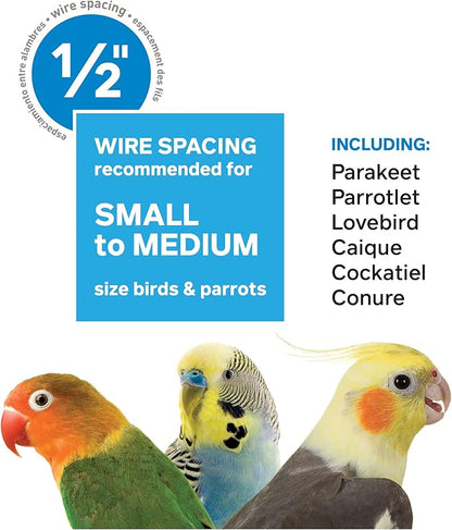 Prevue Hendryx SP31999G Classic Round Bird Cage, Green,1/2"
