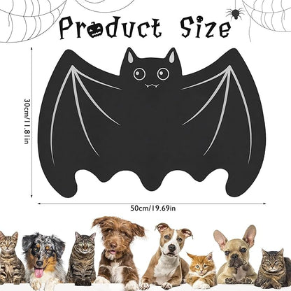 Pet Mat for Food and Water, Absorbent Non-Slip Quick Dry Dog Food Mat for Dog Cat Bowl Indoor Outdoor Pet Dining Gift Halloween Decorations (11.8 * 19.68in, Bat)