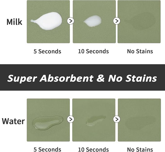 Dog Food Mat - Absorbent Cat Mat for Food and Water, No Stains Pet Feeding Bowl Mat, Easy to Clean Pet Placemats, Quick Dry Dog Water Dispenser Mat for Messy Drinkers | Paw Green 18"x 28"