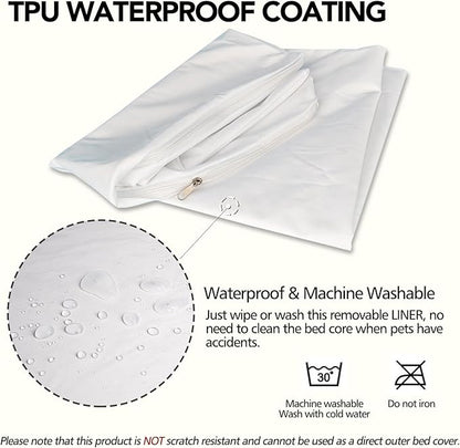 Waterproof Dog Bed Liner, Washable Replacement Cover Reusable Pet Pee Water Resistant Proof with Zipper, Liner Only 36x27 inch