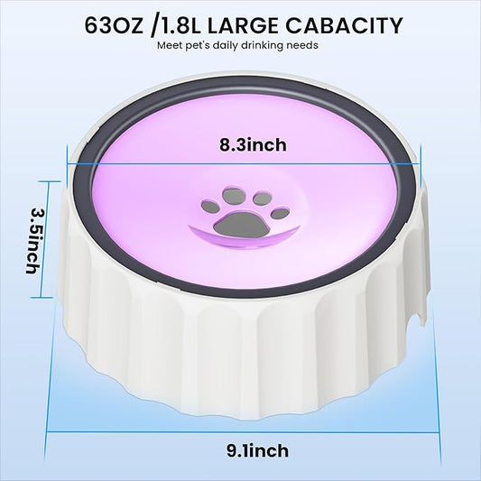 Dog Small Animals Water Bowl No Spill 70oz/2L Large Capacity Dispenser Non Slip No Splash Small Animals Bowl Pet Slow Feeder No Drip Dog Water Bowl on Vehicle for Dogs and Cats - Pink