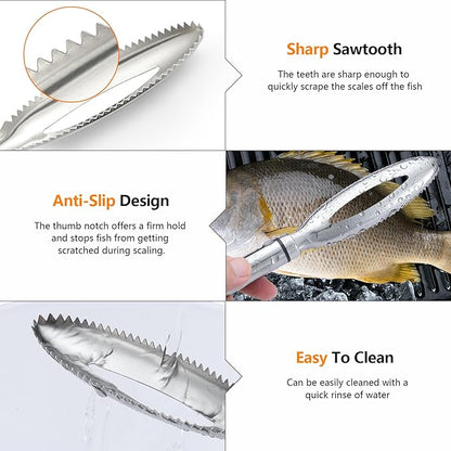 2 Pcs Fish Tweezer 2 Pcs Fish Scale Remover, Fishbone Tweezers Descaler Cleaner Scraper Tool Stainless Stee Pliers