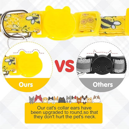 Breakaway Cat Collars with Bell & Cute Pendants - 3 Pack Adjustable Safety Kitten Collars - Decoration for Girl Boy Cats Puppy and Small Pets (Style C - Bee)