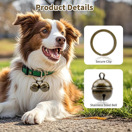 Dog Collar Bells, 2 Pack Extra Loud Dog & Cat Bells for Tracking & Safety, Stainless Steel Pet Tracker Training Bells for Medium Large Dogs & Cats (Antique Copper)