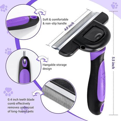 MIU COLOR Long Hair Pet Grooming Brush, Deshedding Tool for Medium and Large Dogs & Cats, Effectively Reduces Shedding by up to 95% for Pet Hair, Purple