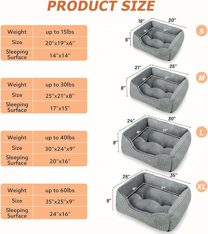 MIXJOY Large Dog Bed for Large Medium Small Dogs, Rectangle Washable Orthopedic Dog Bed, Soft Calming Sleeping Puppy Bed Durable Pet Cuddler with Anti-Slip Bottom L(30"x24"x9")
