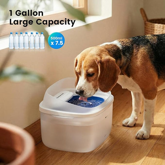 Gardner Pet 1 Gallon Pet Water Fountain, Vortex Dog Water Dispenser, Ultra Quiet Automatic Cat Fountain with Filter, Splash-Proof, Easy to Clean,Without Adapter(White)