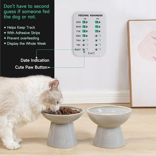 YAUYIK Dog Feeding Reminder, Magnetic Reminder Sticker, AM/PM Daily Indication Chart Feed Your Pets, Fridge Magnets and Double Sided Tape, Helps You to Track Pet Feeding & Medication (White)