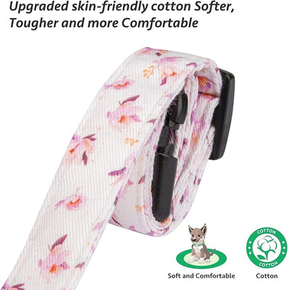 Cotton Handmade Dog Collar Cute and Distinctive Patterns White Flower with Pendant for Girl Boy Dogs Collars L