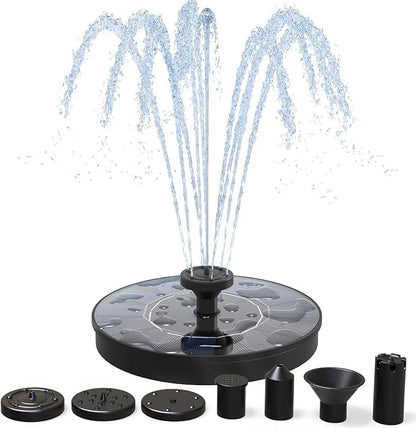 AMZtime Solar Fountain, 2025 Upgraded Solar Water Fountains with 6 Nozzles, Free Standing Floating Solar Powered Water Fountain Pump for Bird Bath, Garden, Pool, Pond and Outdoor