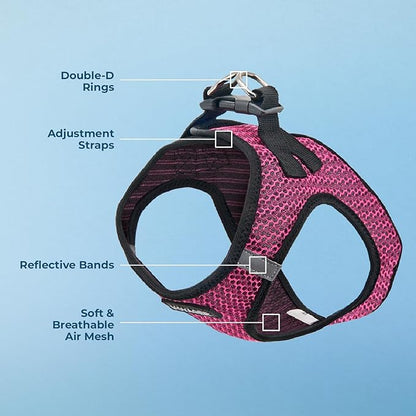 Best Pet Supplies - All Weather Mesh/Plush, Reflective, No Pull Harness for Small, Medium Dogs, Cats - Secure with Hook & Loop Fastener, Buckle, Double D-Rings - Fuchsia (2-Tone), S