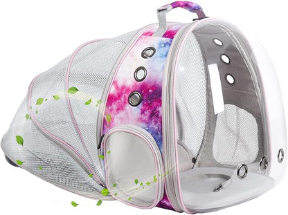 Galaxy Pink Cat Backpack Carrier for Kitten, Fit up to 12 lbs, Space Capsule Astronaut Expandable Pet Bag to Carry Small Animals, Bunny and Puppy, Cat Transport Vet Vist Bag