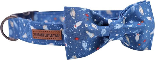 Elegant little tail Dog Collar with Bow, Cotton & Webbing, Bowtie Dog Collar, Adjustable Dog Collars for Small Medium Large Dogs and Cats
