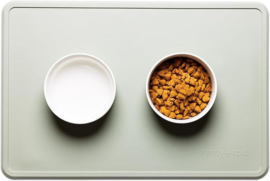 Remy+Roo Sage Silicone Dog Food Mat for Pet Bowl | 100% Waterproof | Non-Slip | Dishwasher Safe