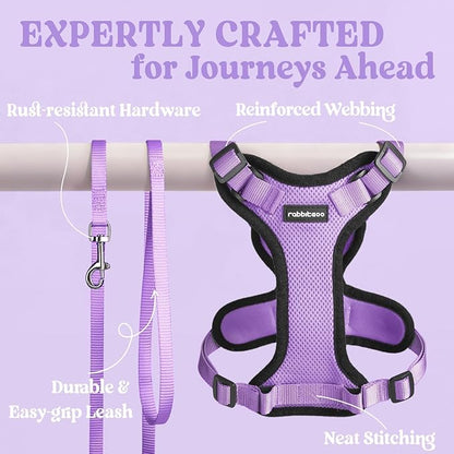 rabbitgoo Cat Harness and Leash for Walking, Escape Proof Soft Adjustable Vest Harnesses for Cats, Easy Control Breathable Reflective Strips Jacket, Light Purple, M