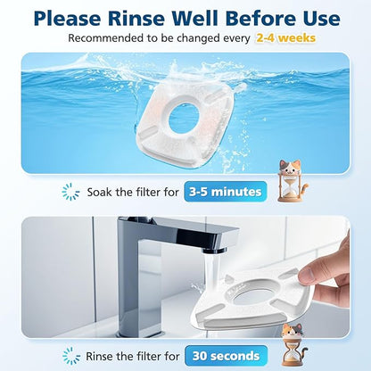 16 Pcs Cat Water Fountain Filters for Veken 95oz/2.8L, 67oz, 85oz, 135oz Dog Water Fountain Automatic Pet Fountain Dog Water Dispenser 8 Pcs Pet Fountain Filter Replacement & 8 Pcs Pre-Filter Sponges