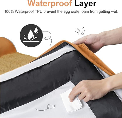 Large Dog Bed Orthopedic Washable: Beds Bolster XL Bed Medium Large Dogs Egg Crate Foam Couch Sofa Waterproof with Removable Cover - Orange