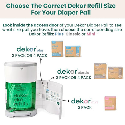 Diaper Dekor CLASSIC Diaper Pail Refills, Unscented, Exclusive End-of-Liner Marking, Thick Quick & Easy to Replace, Most Economical Refill System for Original and Eko Style Pails,(Pack of 24)