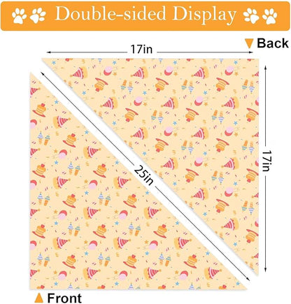 Birthday Dog Bandanas, Double Side Reversible Large Pet Scarves, Celebration Set, Adjustable Triangle Holiday Bandanas for Dogs Girl Boy Pets