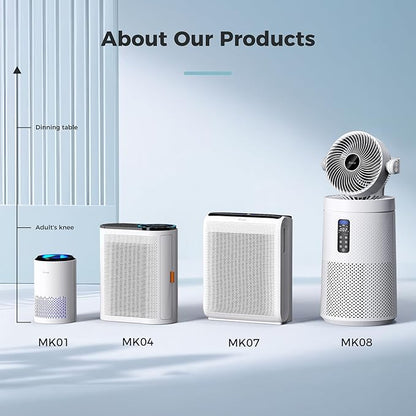 AROEVE Air Purifiers for Bedroom Home Large Room Up to 1504 Ft², 5 Layer Filter for Smoke Pollen Allergies Pet Dander Odor, Air Quality Monitor, Sleep Mode, Timer for Office, Dorm, Kitchen, MK07 Black