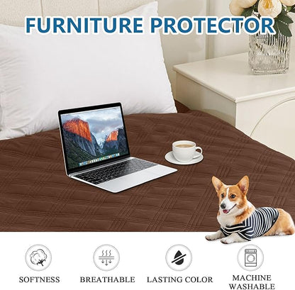 hyha Waterproof Dog Blanket, Reversible Pet Bed Blanket, Soft Sofa Couch Cover for Dogs Washable, Waterproof Pet Couch Covers for Sofa Puppy Cats Furniture Protector(68"x82", Brown/Chocolate)