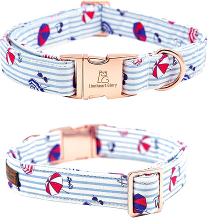 Lionheart glory Dog Collar, Dog Collar with Bow, Summer Stripe Boy Dog Bowtie Collar Cute Pet Collar Gift for Medium Dog