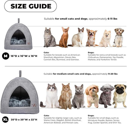 Best Pet Supplies Dog House Bed Crate Mat Tent Indoor Round Soft Plush for Small, Medium, and Large Breeds - Gray, 16 x 16 x H:16"
