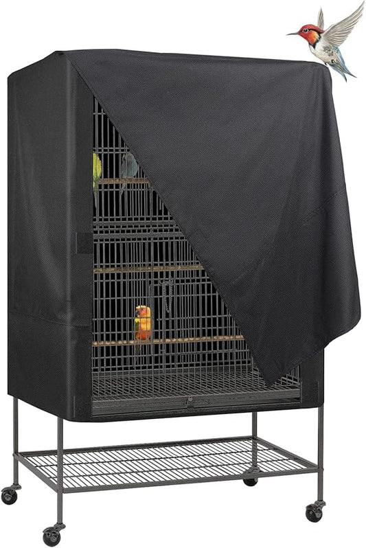 Explore Land Bird Cage Cover - Good Night Sunshade Enclosure for Cats, Mink, Totoro, Parakeet, Parrot and Small Animals (Black, XL)