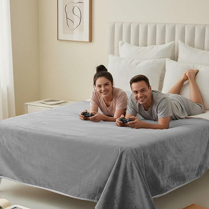 Water Proof Blanket 50x60 Inches - Reversible Flannel Blanket for Bed, Sofa,Couch- Spillproof, Leakproof Soft Double-Sided Light Grey Throw Blanket for Adults, Pets, Couples