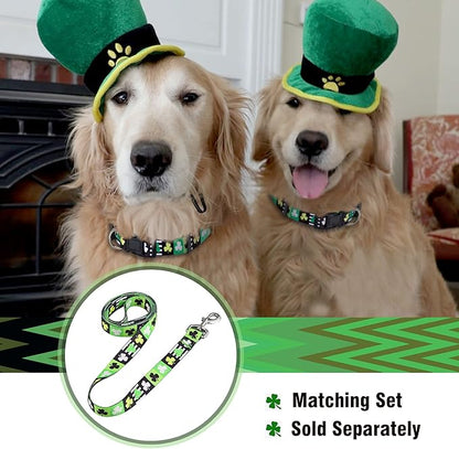 Native Pup St Patricks Dog Collar- Saint Patrick Green Shamrock Pet Collars- St. Patrick’s Lucky Irish- Cute Boy Girl Puppy Gift- Adjustable for Small, Medium, Large Breeds (Patterned Shamrock, Small)