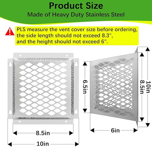 Dryer Exhaust Guard Vent Cover,Dryer Vent Bird Guard for Most 5" to 6" Exhaust Fan Cover, 8.5"Lx8.5"Wx6"H Stainless Steel Ventilation Bird Cage for Bathroom Exhaust Ventilation Fan