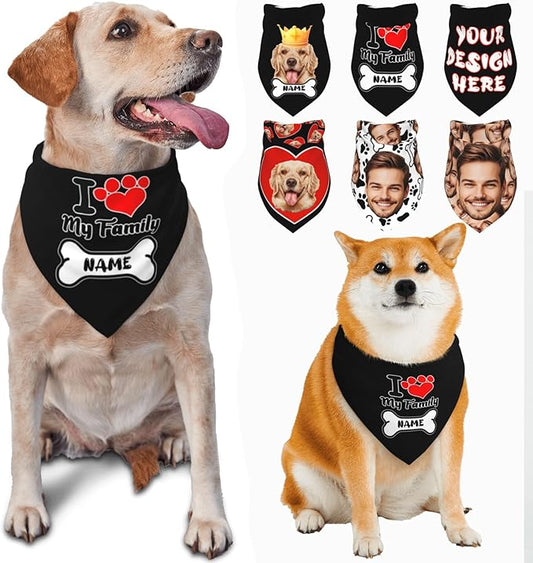 Custom Dog Bandana for Cat Dog Pet Add Your Design Personalized Neckwear Bandanas with Your Text Logo Image Customized Pet Scarf Funny Gifts Style 09