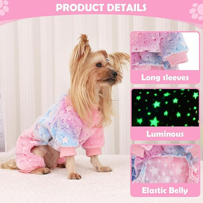 Dog Pajamas Small Girl Female, Warm Winter Extra Small Dog Clothes, Cute Fleece Puppy Sweater 4 Legs, Jumpsuit Soft Doggie Onesies Pet Apparel Outfits, Pink