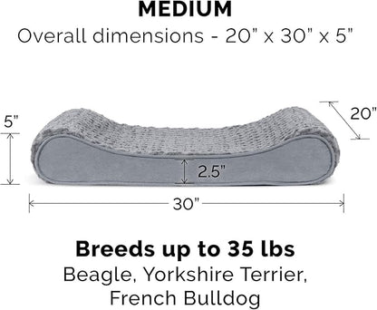 Furhaven Replacement Dog Bed Cover Ultra Plush Faux Fur & Suede Contour Luxe Lounger, Machine Washable - Gray, Medium
