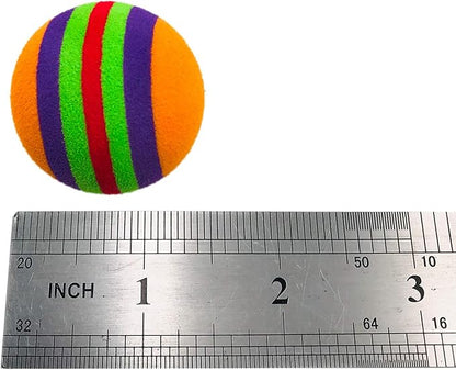 PET SHOW 15pcs 1.4" Interactive Cat Toy Balls for Indoor Cats Colorful Rainbow Soft Foam Kitten Toys Ball for Small Dogs Puppies Quiet Playing Stuff
