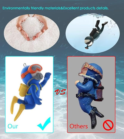 2-Pack Cute Little Diver Fish Tank Decorations Aquarium Decoration Floating Aquarium Accessories Fish Playmate for Fish Tank Suitable for All Kinds of Fish and Fish Tanks Swimming Pool