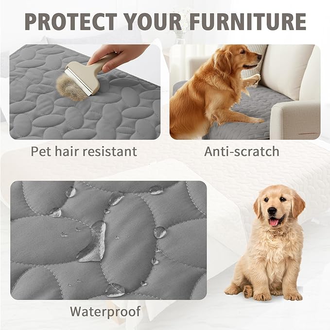 Ameritex Waterproof Pet Bed Cover Anti-Slip Dog Bed Blanket for Sofa and Furniture Waterproof New Pattern Design (Lightgrey, 30x80 Inch (Pack of 1))