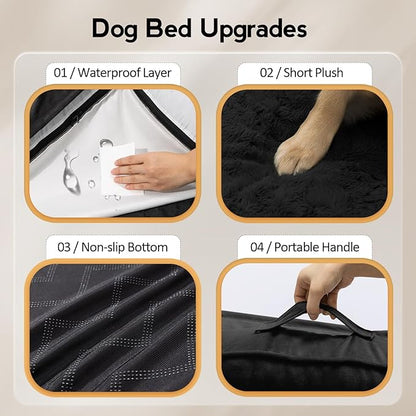 Large Orthopedic Dog Bed with Sides Big Dog Beds with Removable Washable Cover Non-Slip Waterproof Pet Bed for Medium Large Dogs - Black L