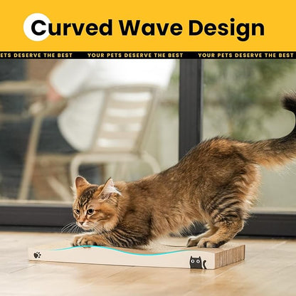 Cat Scratcher, Durable Scratch Pad, Corrugated Cardboard Scratching Board for Indoor Cats, Heavy Duty, Double-Sided Usability, Recyclable, with Catnip，2 Packs