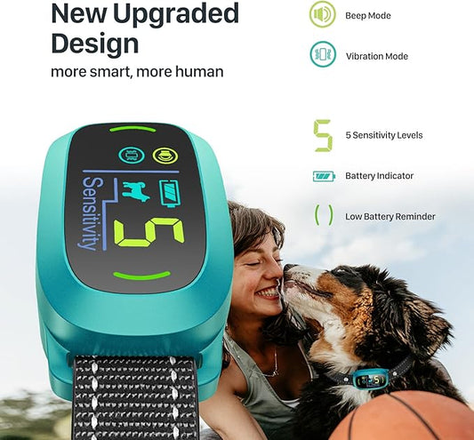 Dog Bark Collar for Large Medium Small Dogs, Rechargeable Smart Bark Collar, Anti Barking Training Collar with 5 Adjustable Sensitivity Beep Vibration (Teal)