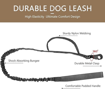 DAGANXI Tactical Dog Collar Leash Set, Adjustable Military Training Nylon Dog Collar with Controll Handle and Heavy Metal Buckle for Medium and Large Dogs，with Patches and Airtags Case (XL, Black-SET)